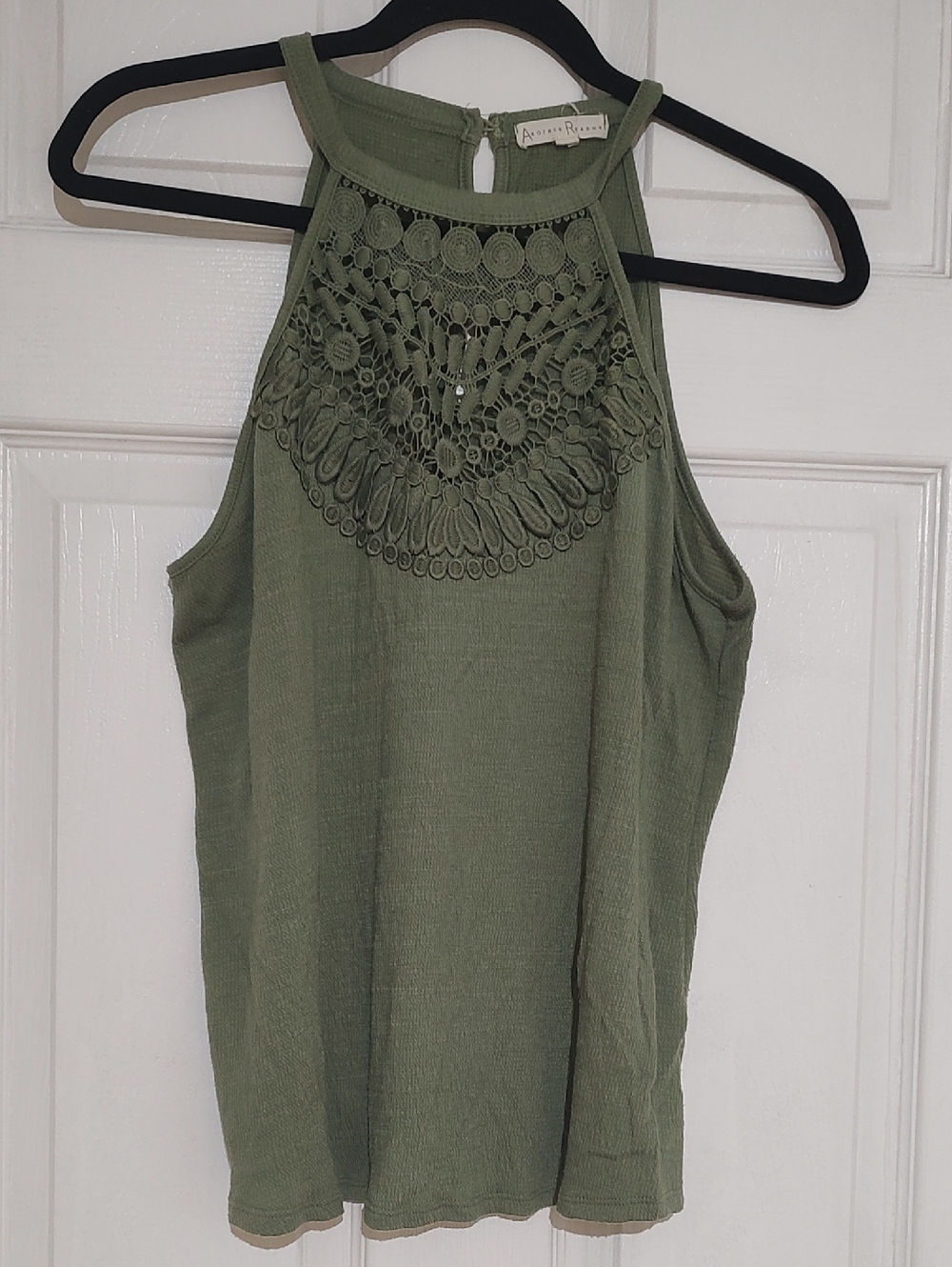 Olive Crochet Front Tank